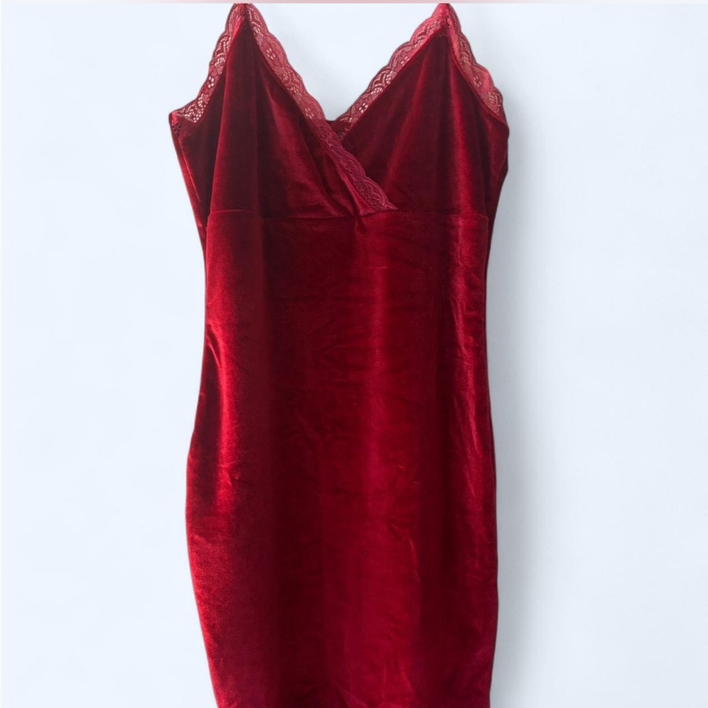 Crimson Lace Trim Chemise